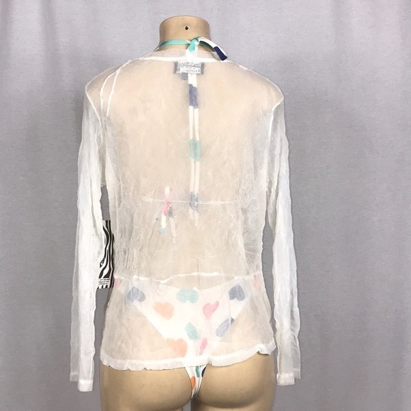 Tango Mango Size Medium White Mesh Lettuce Trim Cover Up Top. New With Tags - Picture 4 of 4